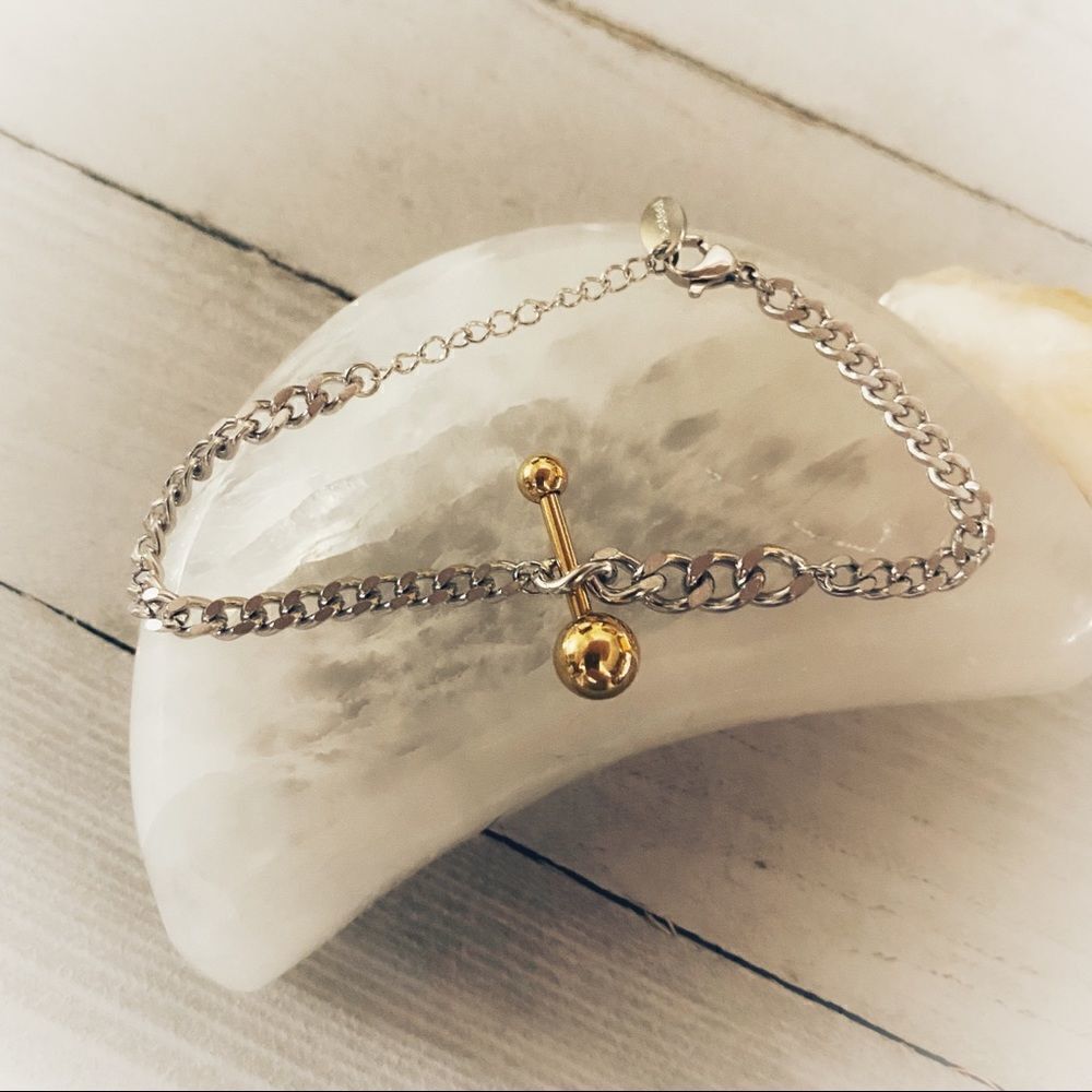 Titanium Steel Hip Hop Chain Link Bracelet 18k Plated